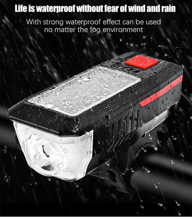 Solar Bicycle Light USB Rechargeable Power Display MTB Mountain Road Bike Front Lamp with Horn Flashlight Bicycle Light