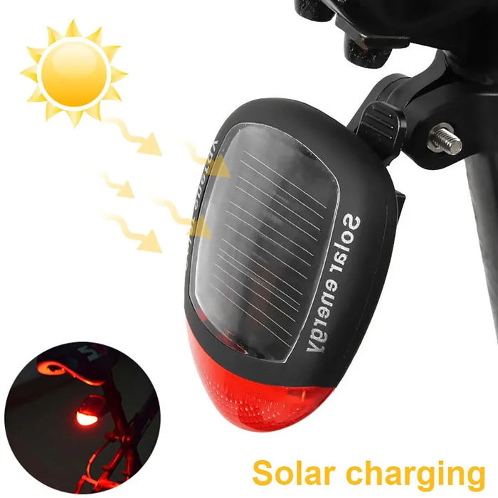 Solar Bicycle Tail Light Cycling Safety Solar Power Energy Bike Rear Lamp Night Riding Safety Warning Taillight MTB Accessories