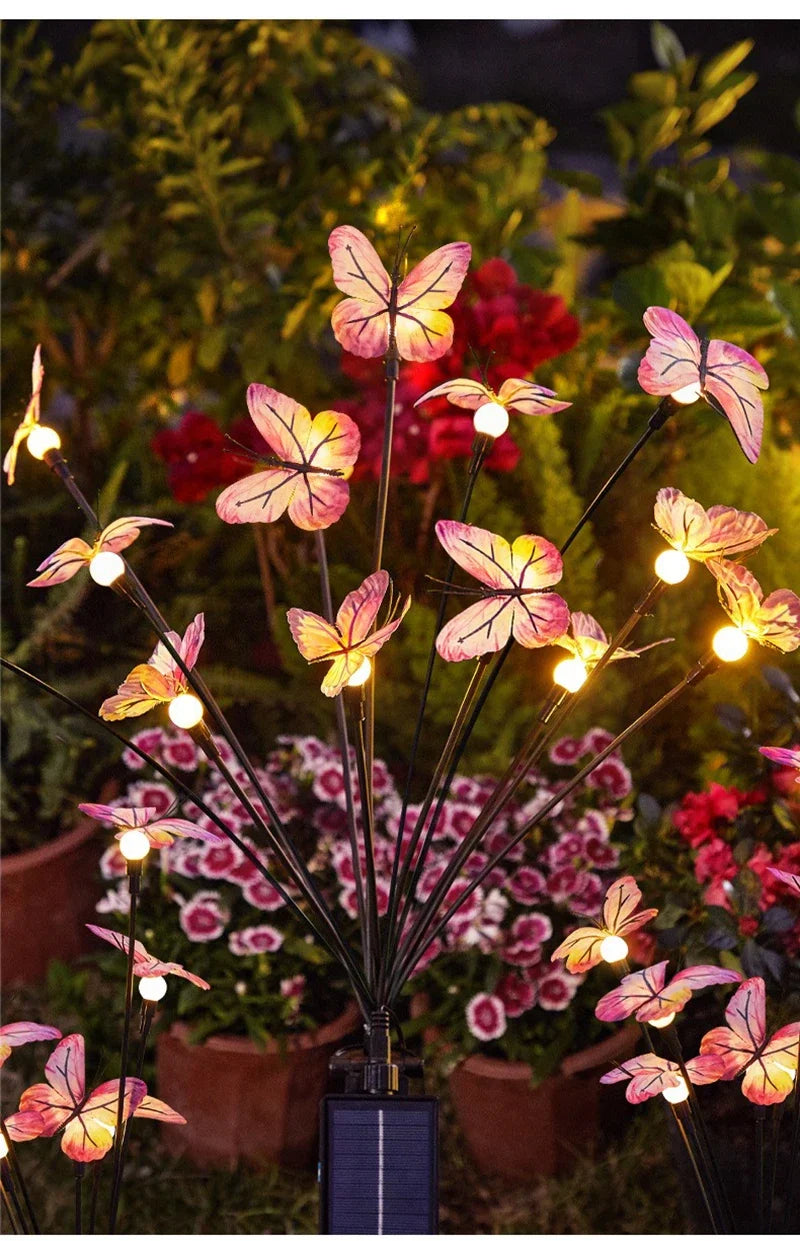 Solar Butterfly LED Fairy Lights Outdoor Waterproof Firefly String Lights For Garden Lawn Yard Decor Wedding Party Warm White