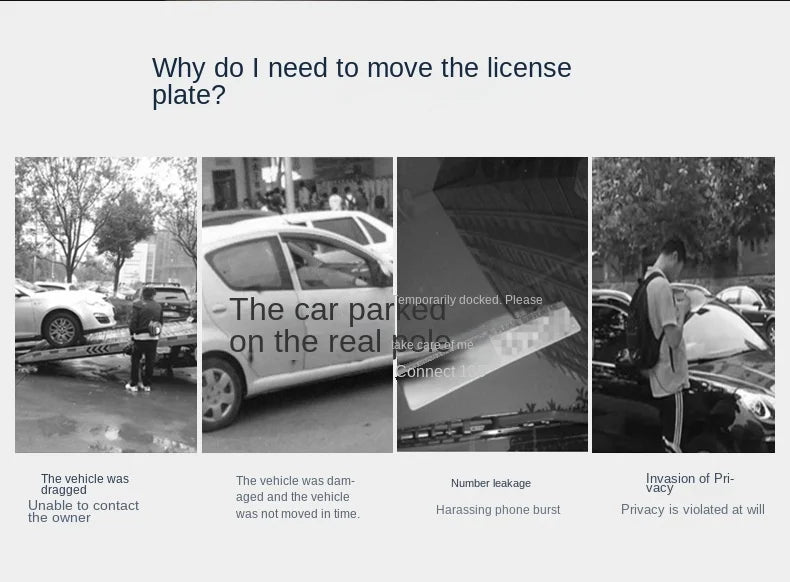 Solar Charging Car Parking Number Plate Luminous Auto Parking Card Temporary Stop Phone Number Card for Car Decoration Accessory