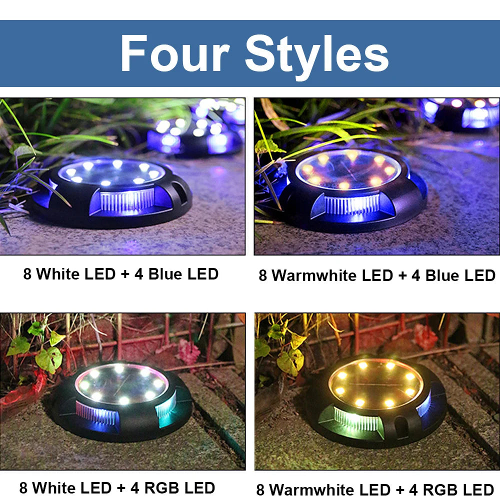 Super Bright Solar Powered Ground Lamp Outdoor Patio Light Waterproof Garden Lawn Decorative Stairway Step Lamp Night Light