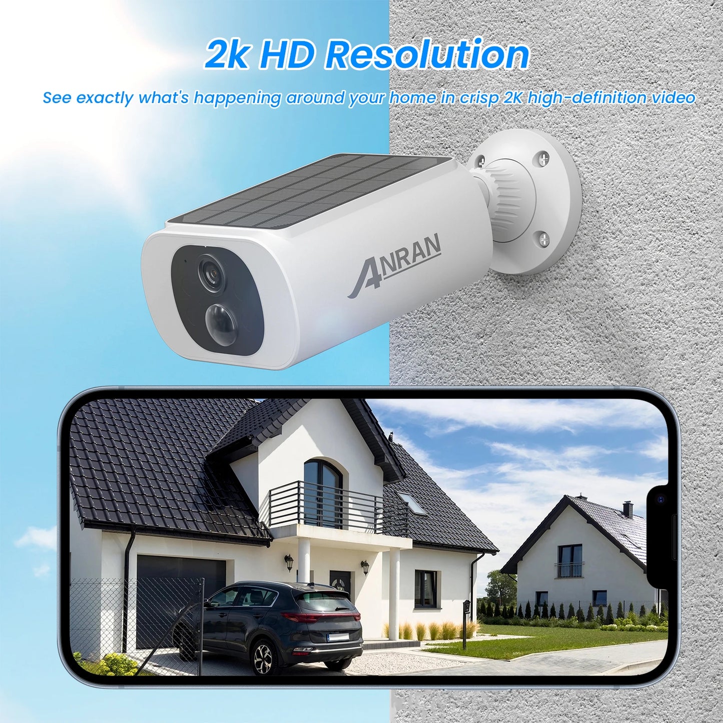 ANRAN Outdoor Solar Security Camera with Battery 3MP 2.4G WIFI Camera Battery Cloud Storage Color Night Vision Can't Add NVR