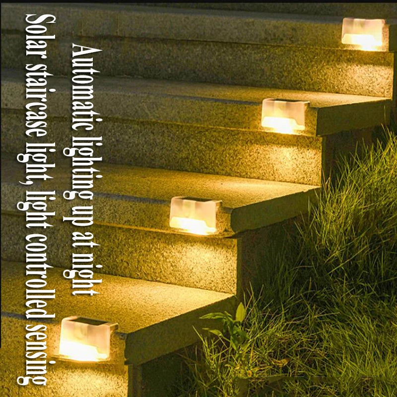 4PCS Solar Deck Light Outdoor IP65 Waterproof Solar Power Garden Lamps for Railing Stairs Step Fence Yard Patio Pathway