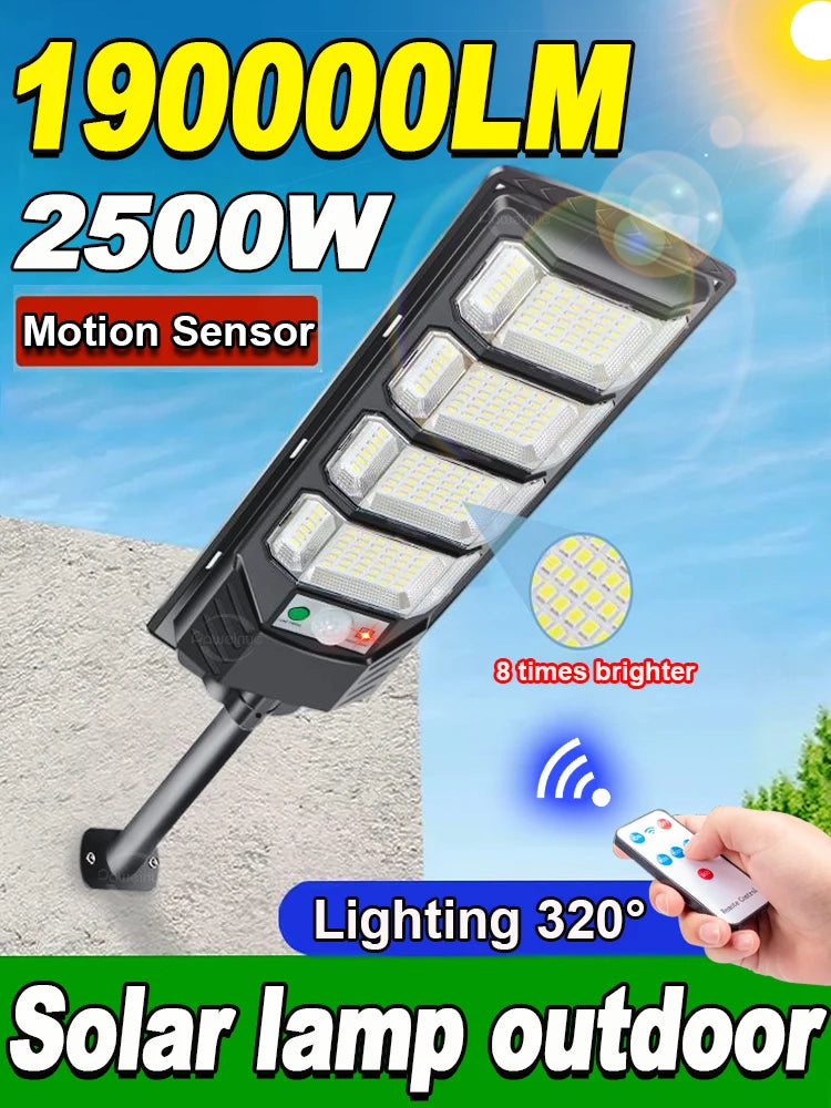 Super Powerful LED Solar Lights Outdoor With Motion Sensor 500㎡ Solar Lamp Ultra Bright Garden Street Light Courtyard Wall Lamps