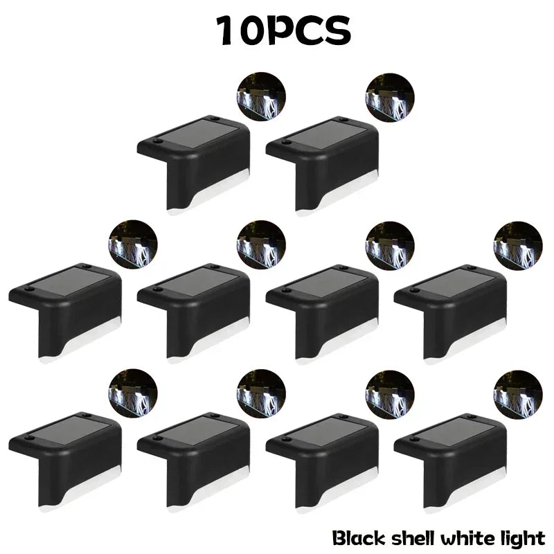 Solar Powered Step Lights Outdoor Fence Lights Waterproof Staircase Step Lights Courtyard Railings Balcony Decorative Wall Light