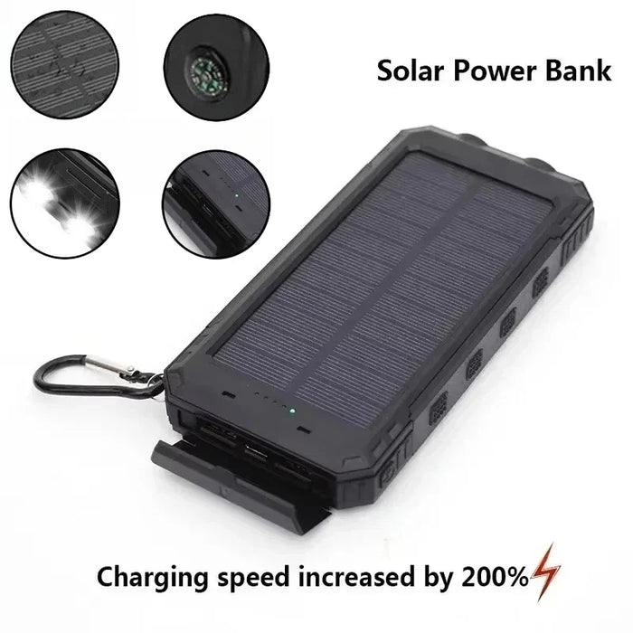Hot Solar Power Bank 200000mAh Large Capacity Portable Charger External Battery for Samsun Xiaomi Huawei Powerbank W/ Compass