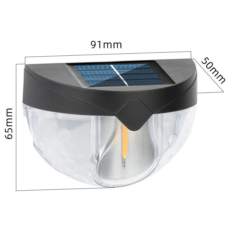 1Pcs Solar Fence Light LED Semicircular Wall Light Waterproof Outdoor Lighting Garden Decoration Path Porch Yard Garden Fence