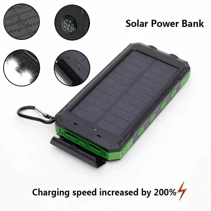 Hot Solar Power Bank 200000mAh Large Capacity Portable Charger External Battery for Samsun Xiaomi Huawei Powerbank W/ Compass