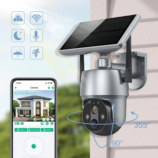Solar 360-degree Surveillance Camera Full Color Night Vision 1080P Pixel Solar Outdoor Wireless Camera 4G SIM Dual Lens Surveill