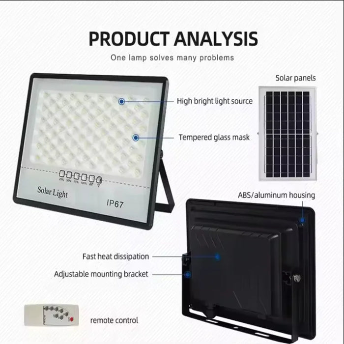 Super bright solar light LED solar floodlight 100w 200w 300w 400w IP67 high waterproof outdoor floodlight LED courtyard light