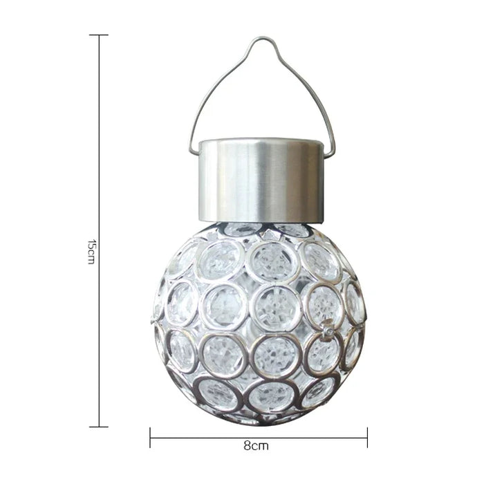 Outdoor Solar LED Hanging Lantern, Waterproof Hollow-Out Ball Lamp for Garden, Yard, and Patio Decoration