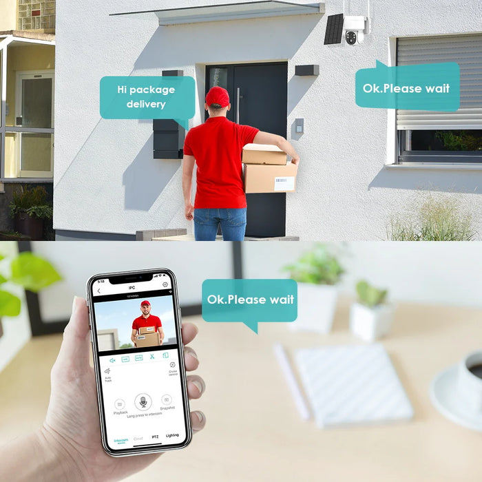 Solar Camera Wifi Outdoor 1080P PIR Human Detection Wireless Surveillance IP Cameras With Solar Panel 7800mAh Recharge Battery