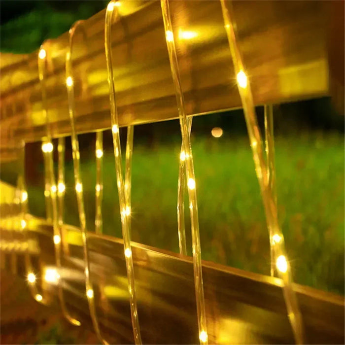 LED Solar String Lights Garden Waterproof Tube Rope Lamp Christmas Garland Fairy Lights For Outdoor Holiday Decoration Lighting