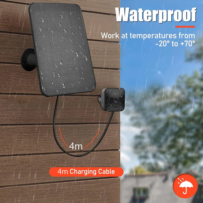 Solar Battery Charger 4W Solar Power Bank Waterproof Micro USB with Rubber Plug for Blink XT/XT2/Outdoor Camera(3rd Gen)