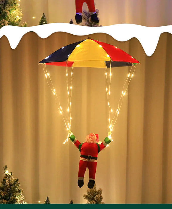 Parachute Santa Claus Christmas Yard Eaves Hanging Decorative Lights Leather String Lights Christmas Skydiving Light String