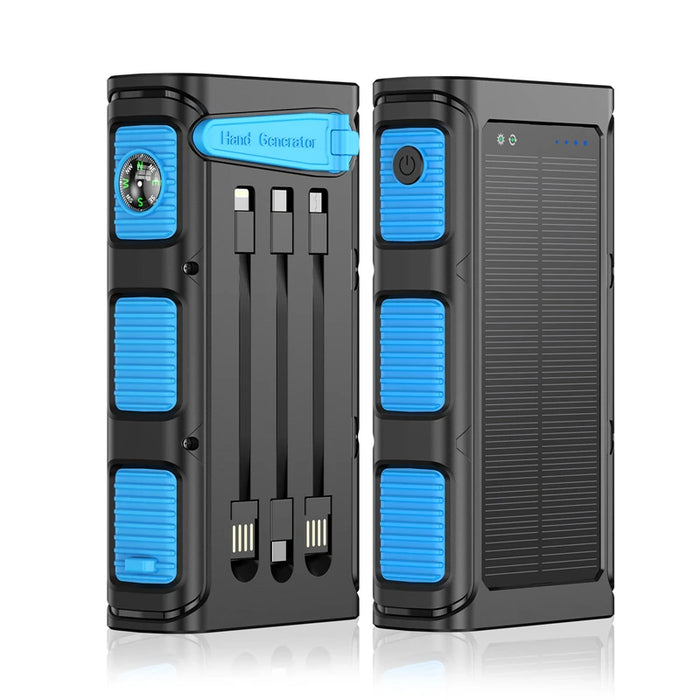 30000mAh Hand Crank Solar Power Bank PD 20W External Battery Fast Charging Powerbank for iPhone 14 Xiaomi Portable Solar Charger