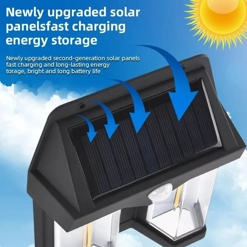 Powerful Outdoor Solar LED Street Light Waterproof Solar Lamp Garden Yard Pathway Wall Decoration External Lighting Fixture