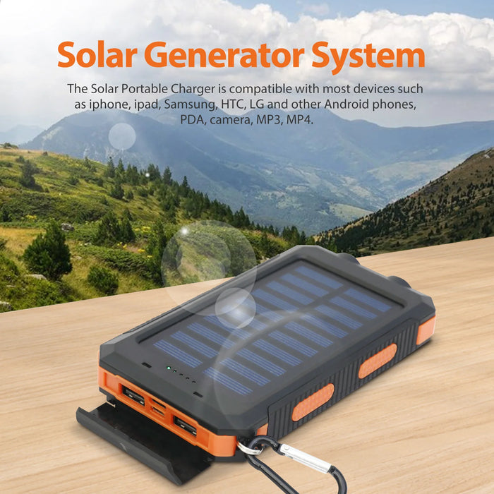 20000mAh Solar Charger for Cell Phone Portable Solar Power Bank Dual 5V USB Ports 2 LED Light Flashlight for Outdoor Camping Hik