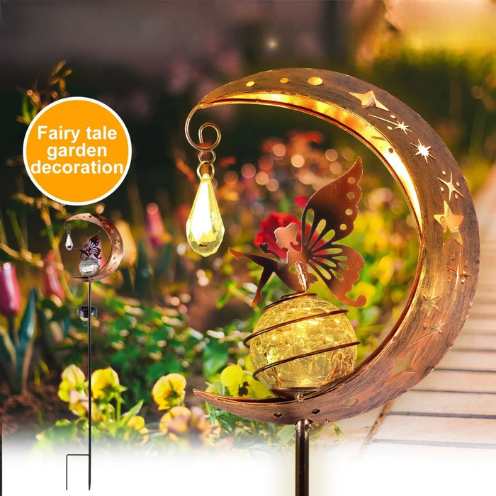 Solar Garden Statues Outdoor Decor Fairy Moon Figurine Light Stake Ornament for Patio, Lawn, Yard, Pathway gift for Mom Grandma