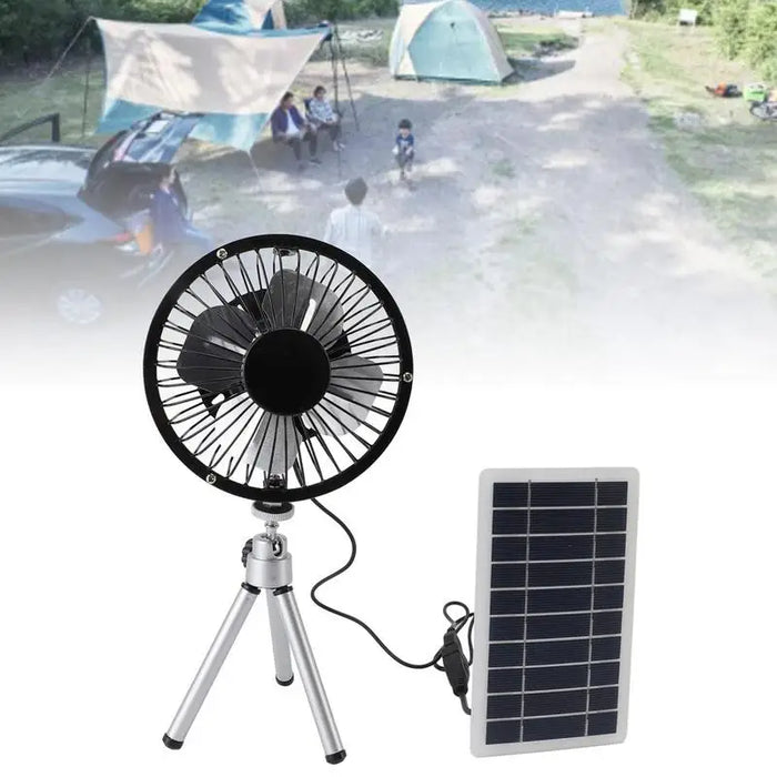 Solar Powered Outdoor Fan 10W Multipurpose Solar Camping Fan Outdoor Cooling Fan USB Charging Solar Panel Fan Portable Solar Fan