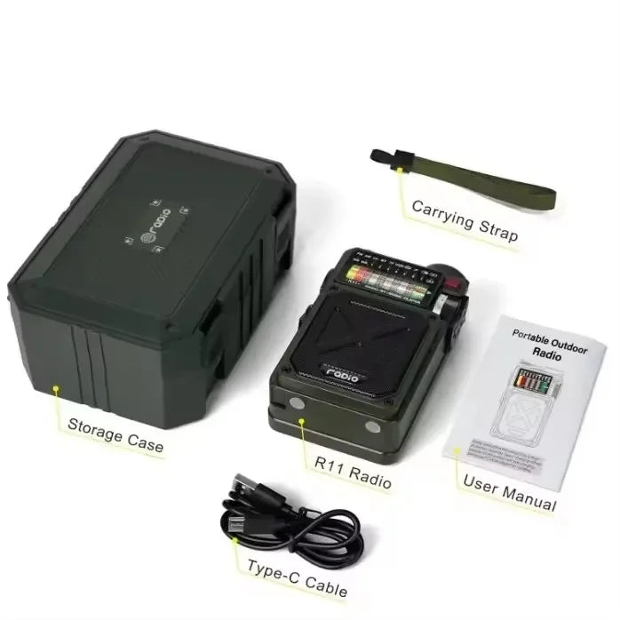 Hand-operated Emergency Solar Bluetooth Outdoor Camping Alarm Radio Multi-band Earthquake Prevention Solar Radio With Flashlight