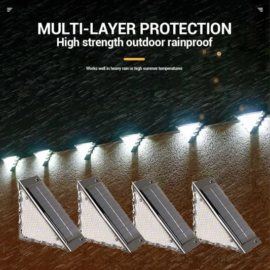 Solar Powered Outdoor Solar Step Lights White/Warm Light Super Bright Stair Lamp Triangle Waterproof Deck Lights Balcony