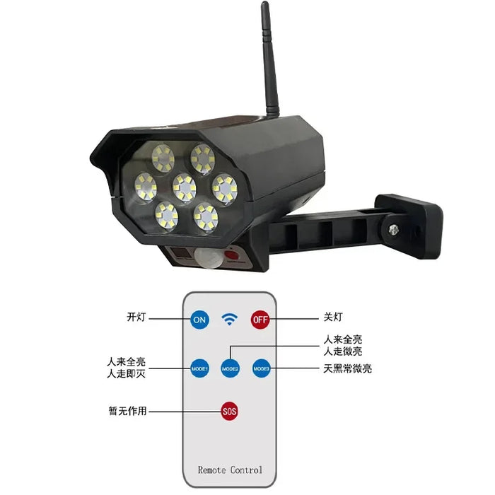 Ultra-Realistic Solar Fake Security Camera Light with Motion Activated LED&Remote Control-IP65 Waterproof Dummy CCTV Burglar Det