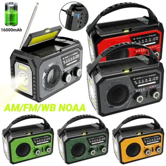 Emergency Radio AM/FM/WB NOAA Weather Radio Type-C Charging Solar Hand Crank Radio with ED Flashlight Reading Lamp Power Bank