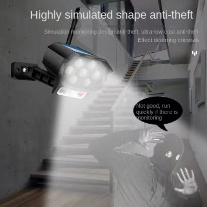Solar Light Motion Sensor Security Dummy Camera Wireless Outdoor Flood Light IP65 Waterproof Lamp 3 Mode For Home Garden