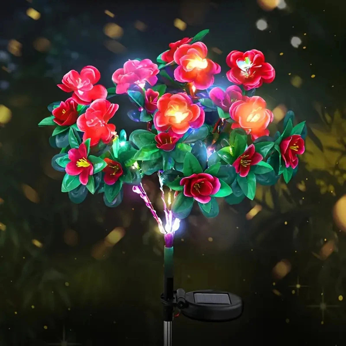 LED Solar Light Waterproof Azalea Solar Flowers Lamp Outdoor Decorative for Garden Yard Lawn Path Lighting Holiday Wedding Decor