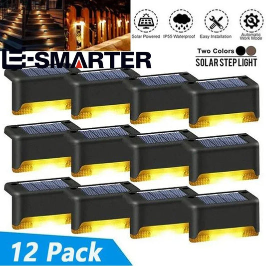 Solar Deck Lights 12 PacK Outdoor Step Lights Waterproof Led Solar Lamp for Railing Stairs Step Fence Yard Patio and Pathway