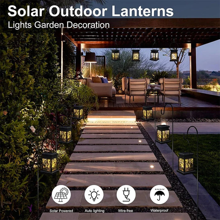 Solar Lantern Outdoor Garden Hanging Lanterns Waterproof LED Mission Lights For Table Party Decorative Patio Yard Lawn