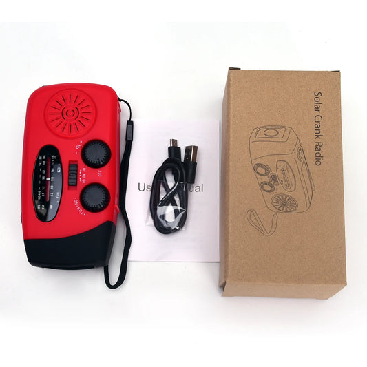SOS Car Emergency Radio 2000mAh LED Light Large Capacity Hand Powered Solar Rechargeable Portable USB (FM/AM/NOAA) WB Radio