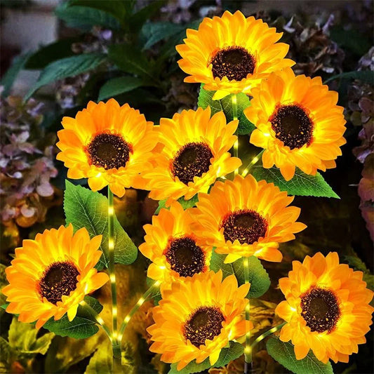 Solar Lights Outdoor Simulated Sunflower Fairy LED Lawn Lamp Garden Courtyard Ground Light Wedding Christmas Home Decoration