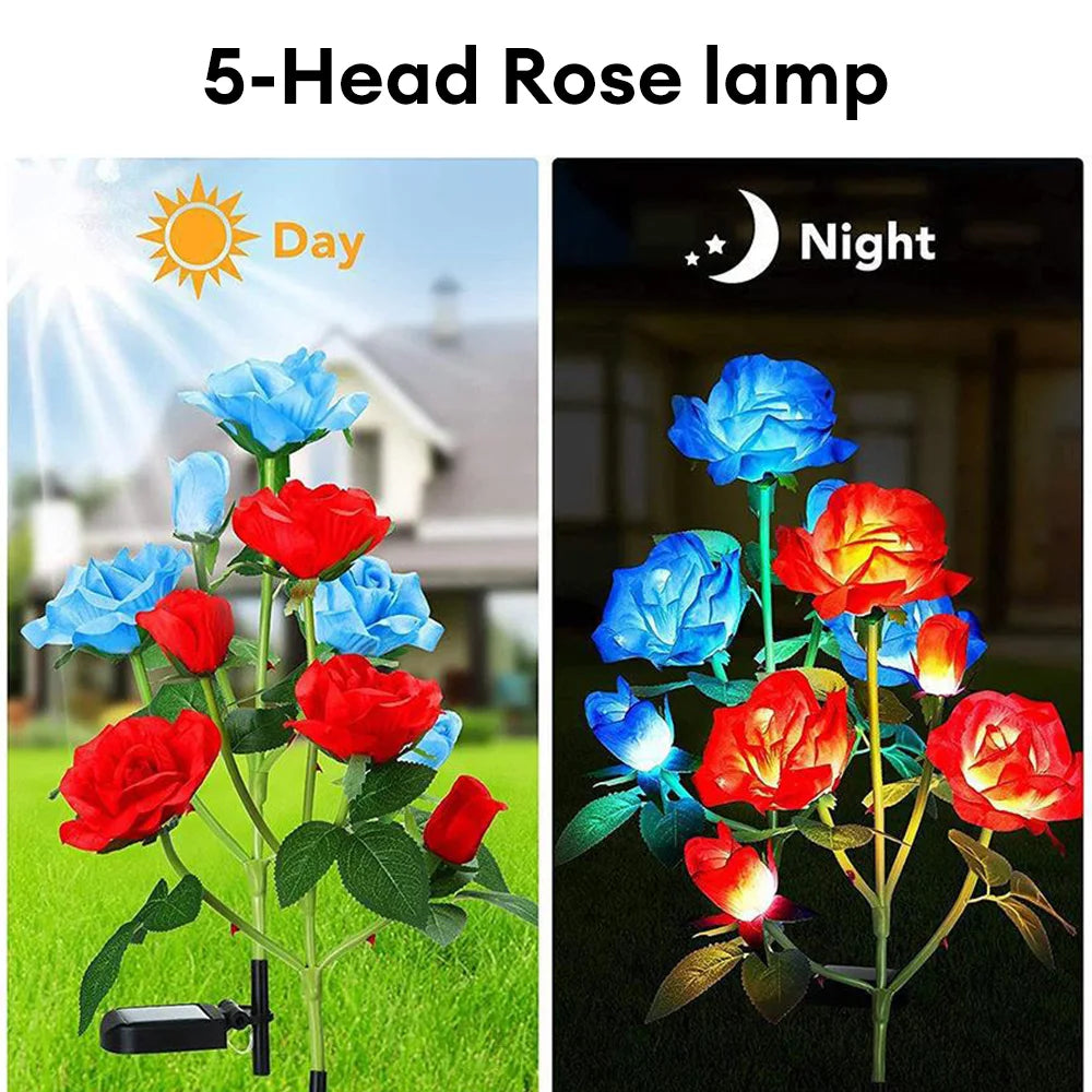 Solar Rose Flower Light Waterproof Garden Landscape Lamp Lawn Yard Pathway Light Simulation Flower Light Decorative Garden Light