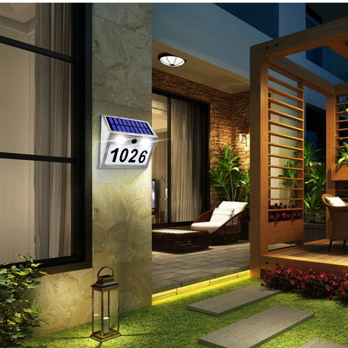 Solar House Number Lights Outdoor Waterproof LED Address Sign Lamp Wireless Sunpower Garden Door Decorative Plaque Wall Light