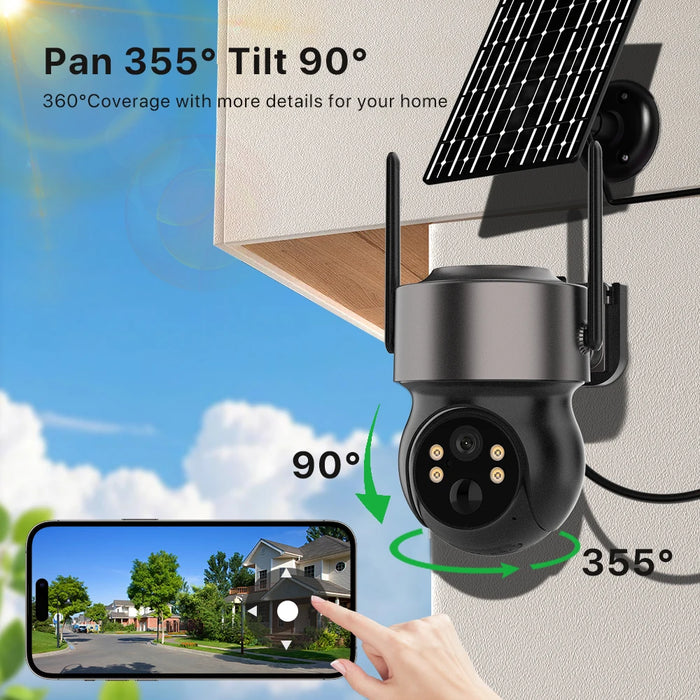 Solar WIFI Camera Built-in Battery Wireless 10X Zoom 3MP HD Camera PIR Detection Security Cam Two-way Audio Surveillance iCSee