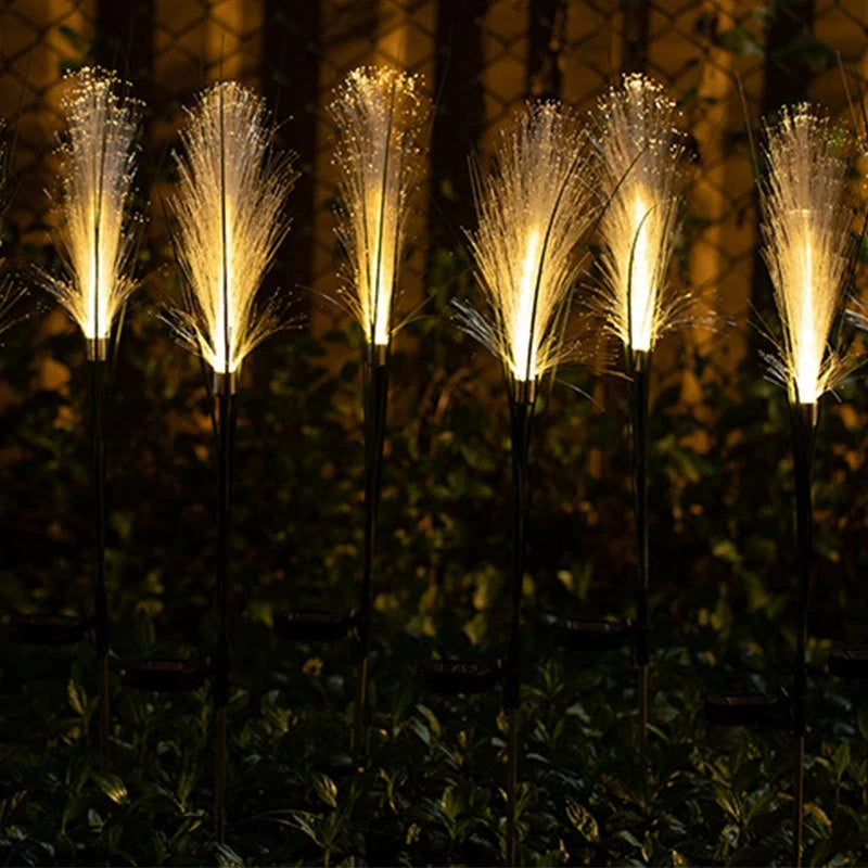 Solar Garden Landscape Lights Sunlight Lawn Lamp Simulation Bulrush Flower Optical Fiber Lamp Outdoor Waterproof Path Lighting