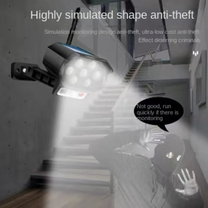 Solar Light Motion Sensor Security Dummy Camera Wireless Outdoor Flood Light IP65 Waterproof Lamp 3 Mode For Home Garden