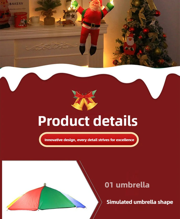 Parachute Santa Claus Christmas Yard Eaves Hanging Decorative Lights Leather String Lights Christmas Skydiving Light String