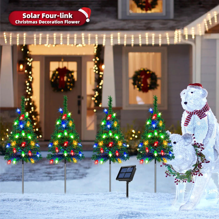 Strawberry Christmas Tree Solar Christmas Decoration 1 to 4 Christmas Tree Enlarged Solar Outdoor Christmas Aisle Lights for Christmas Decoration Channel Garden Courtyard Beautiful Bright