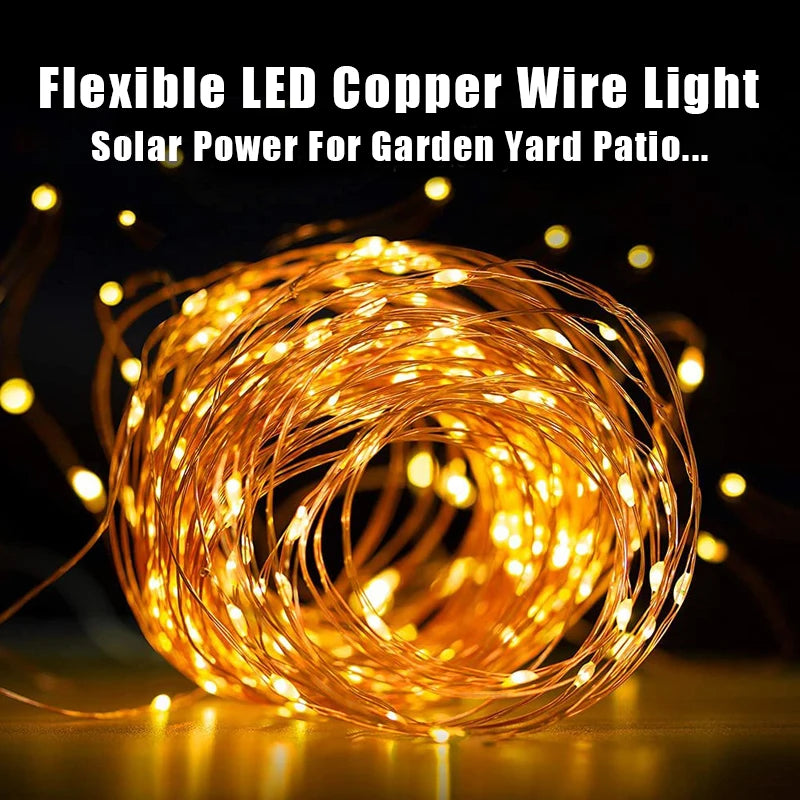 Outdoor LED Solar Fairy Lights Christmas Decoration Waterproof Solar Garland 8Mode Lights For Xmas Party Patio Balcony Yard