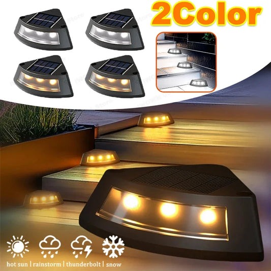 Solar Powered Step Lights Outdoor Garden Staircase Patio Walkway LED Decorative Lights Waterproof for Home Steps Outdoor Light
