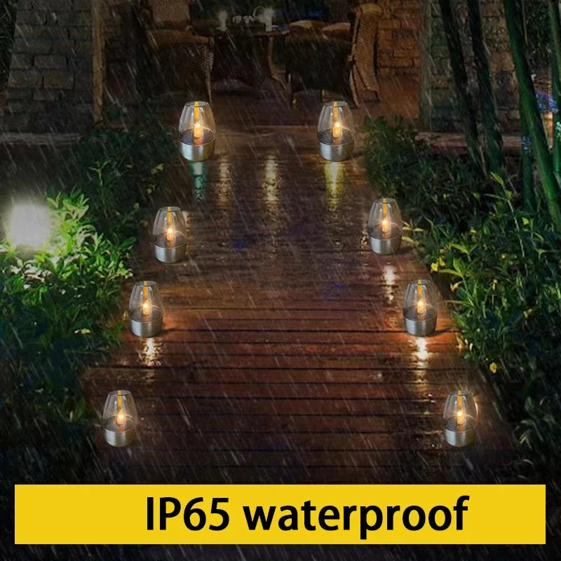 Solar Light Outdoor Terrace LED Steel Candle Light Lawn Deck Halloween Decoration Night Light Waterproof Garden Solar Light