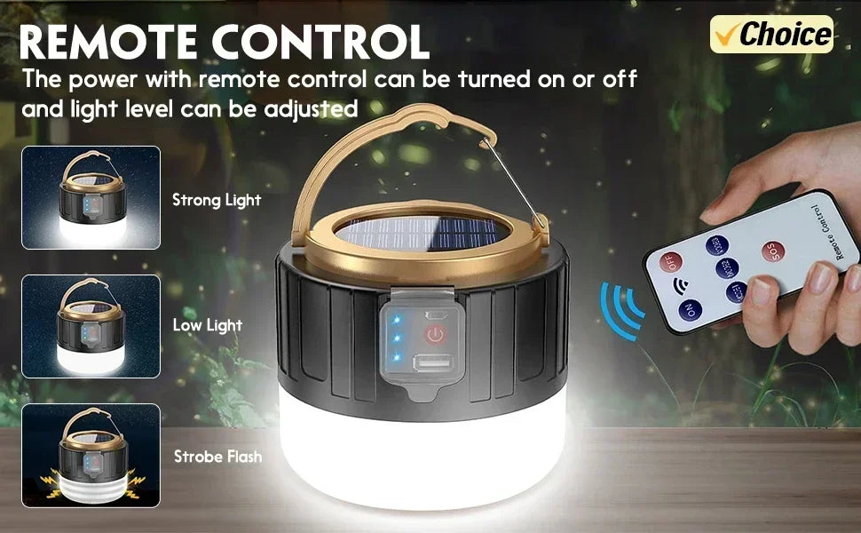Solar LED Camping Lantern Tent Lamp With Hook Portable Outdoor Football Folding Light Emergency Hurricane Camp Lamp