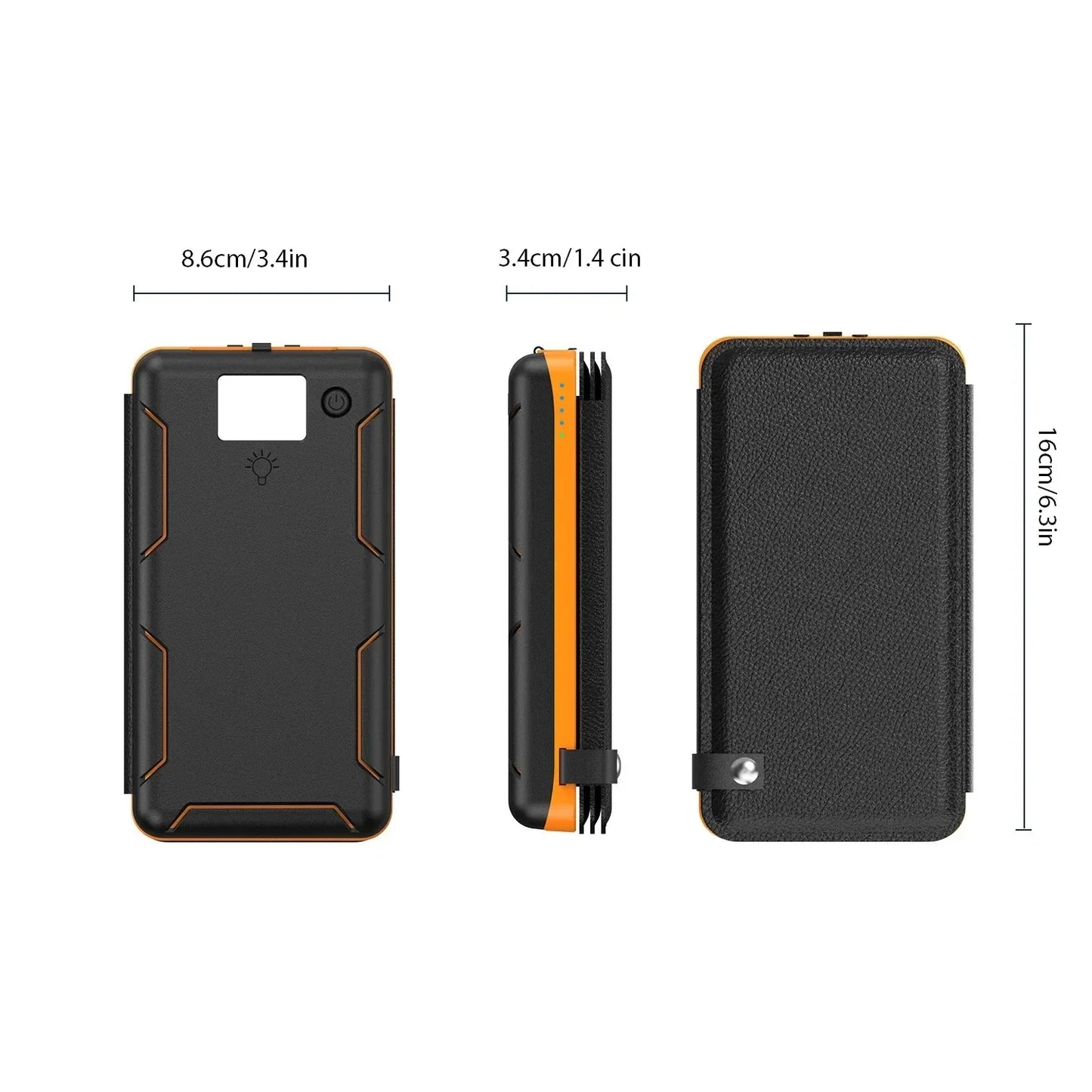 30000mAh Solar Power Bank Flip Panel Large Capacity iOS/Android USB fast charge dual charging solar/Type-C portable for camping