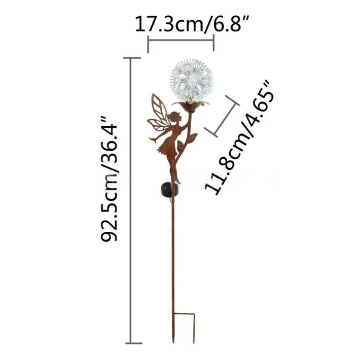 Solar Flower Dancing Dandelion Fairy Garden Sculptures Light Garden Ornaments Art Decorations for Outdoor Yard Lawn Patio