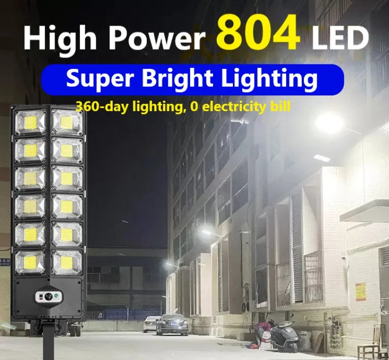 Powerful Solar Light Outdoor Solar Street Light 804LED 6500K IP65 Waterproof Street Light For Garage Garden Terrace