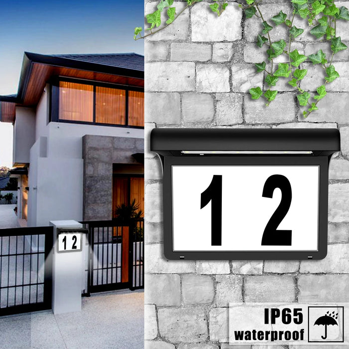 Solar House Number Lights Outdoor Waterproof LED Address Sign Lamp Wireless Sunpower Garden Door Decorative Plaque Wall Light