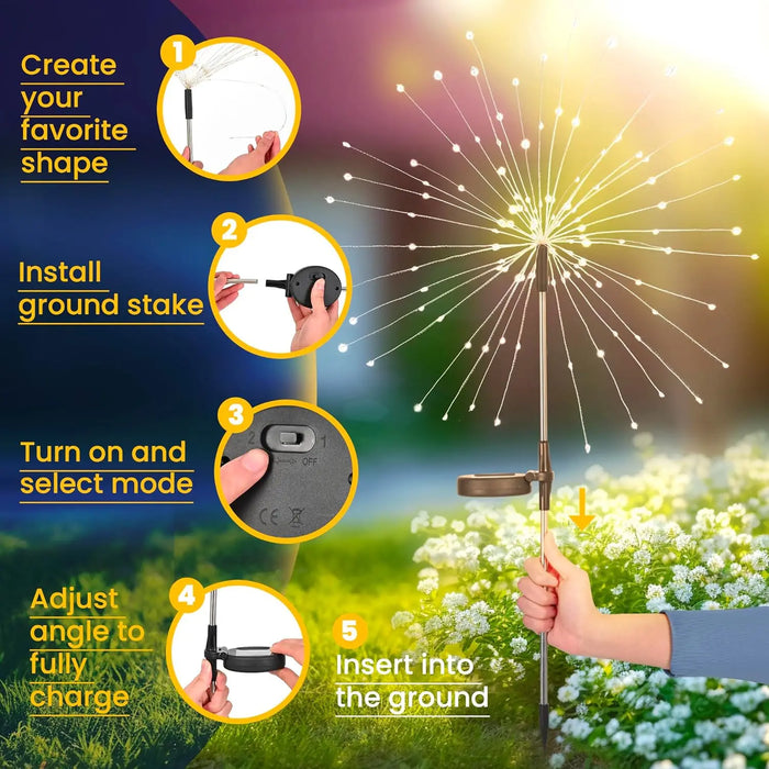 Garden Decoration Solar Light for Outdoors DIY Dandelion Solar Plug Garden Lighting Weatherproof Solar Fireworks Lamp Patio Lawn